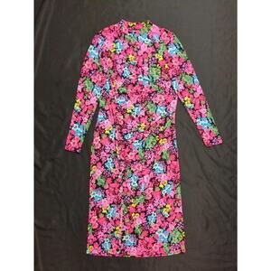 FUTURE COLLECTIVE Floral Long Sleeve Mock Neck XL Dress Kalana Barfield Brown